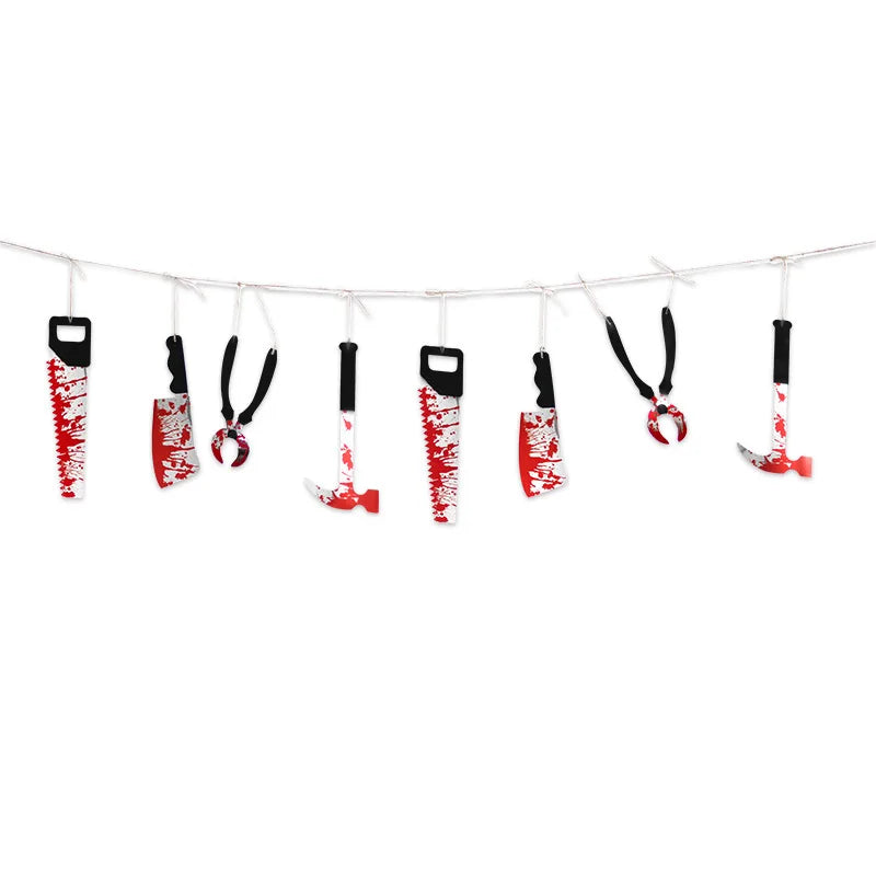 Halloween Horror House Garland Banner with Paper Cutouts