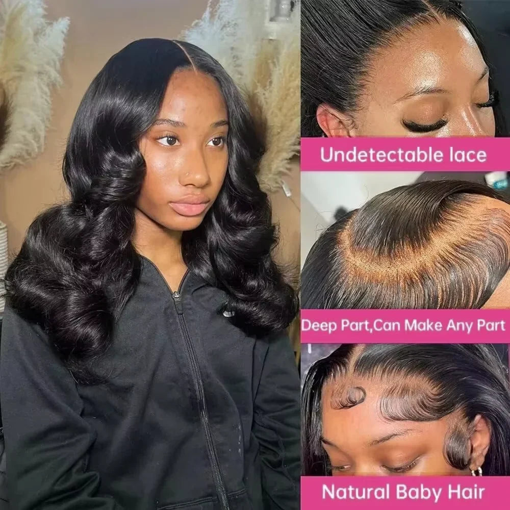 230 Density Short Bob Body Wave 13x4 HD Lace Front Human Hair Wigs Brazilian Remy Water Wave 13x6 Lace Frontal Wigs For Women