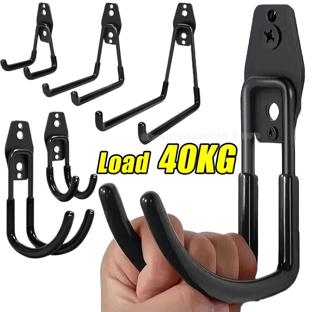 Garage Heavy Duty Metal Hook Organizer Steel Wall Mount Anti-slip Bicycle Hanger Hooks Ladders Bulky Items Storage Garden Tool
