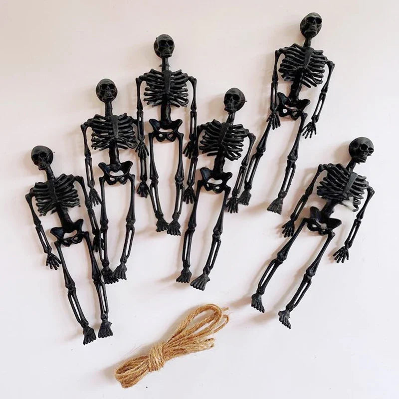 6-Piece Plastic Skeleton Pendant Decorations for Halloween