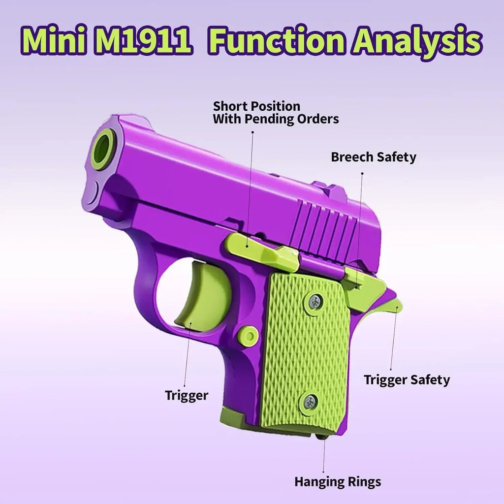 Stress Relief Pistol Toy Plastic Mini Gun Manual Burst Pistol 3D Printed Gravity Fidget Gun Stress Relief Toy Christmas Gift