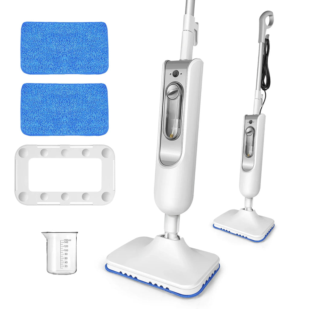 DayPlus 12-in-1 Electric Steam Mop - 1500W, 400ml, 20-Sec Heat-Up, Rotatable Head, Carpet Glider, Handheld, UK Plug