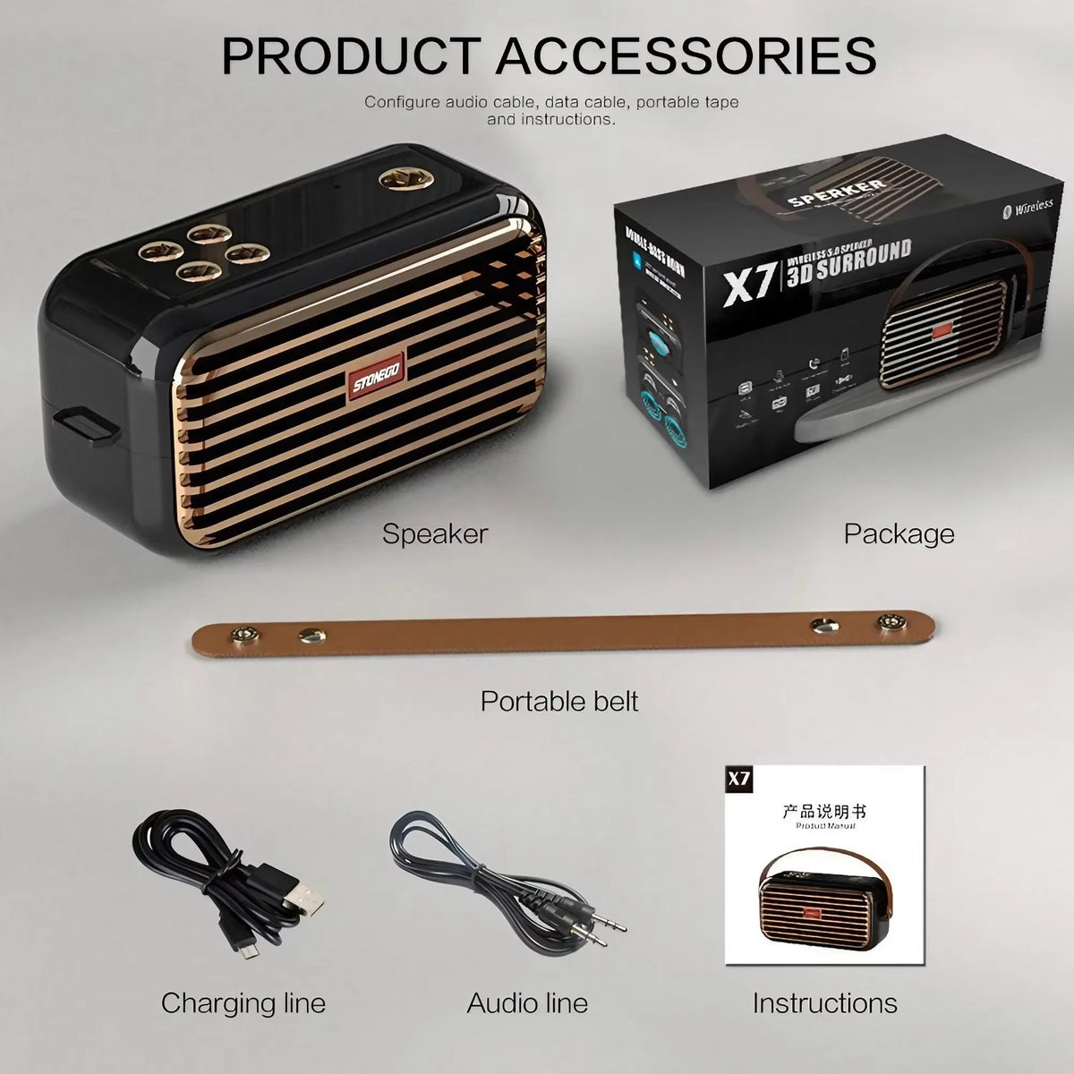 STONEGO Portable Bluetooth Speaker, 16W Stereo, TWS