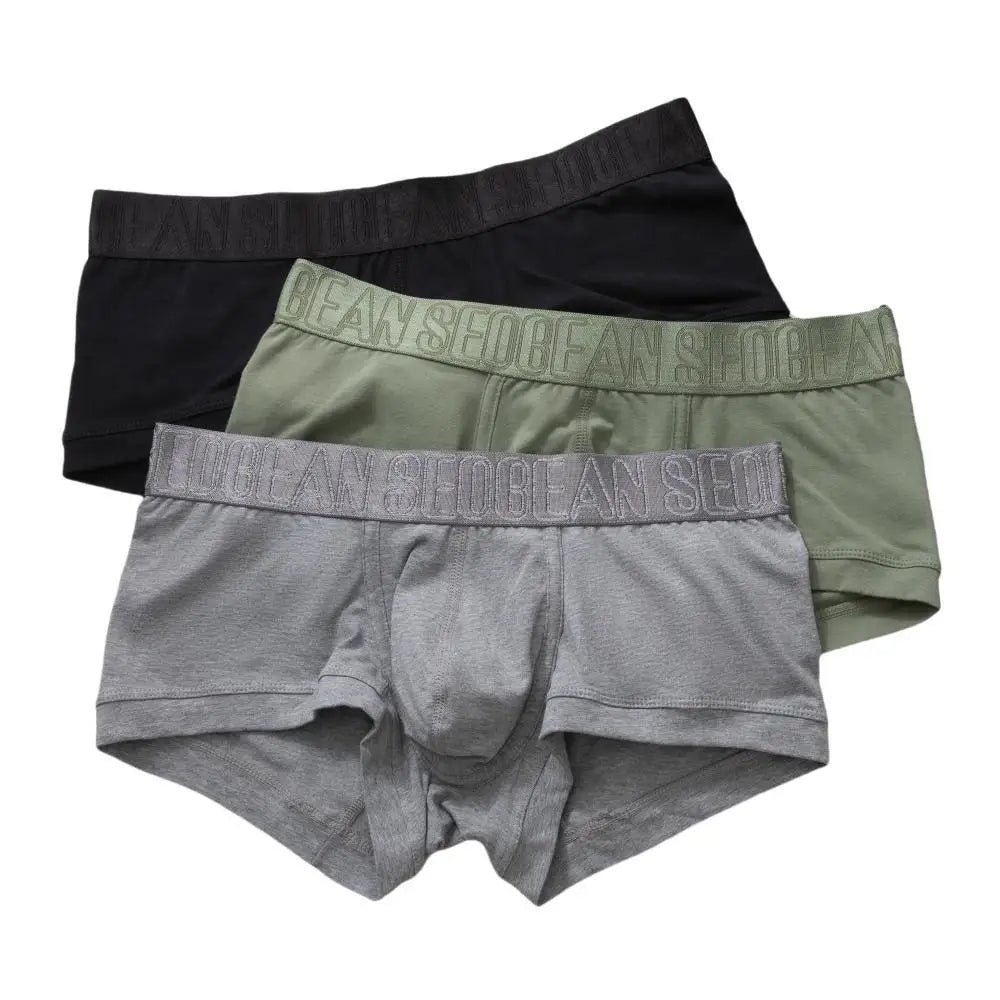 SEOBEAN Men's Breathable Cotton Boxer Shorts U-Convex Pouch Low-Waist Soft Stretch Underwear for Daily Casual & Intimate Wear