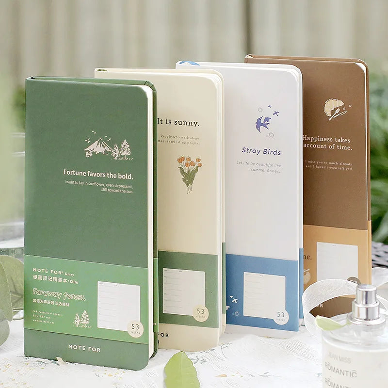 Kawai Self Filled Weekly Diary Notebook Silent Literary Forest Style Fresh Retro Slim Weekly Plan Book Office School Supplies
