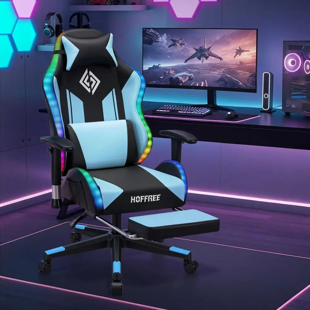 RGB LED Gaming Chair or Kids Reclining Gaming Chairs or Teens 8-15 Computer Chair with RGB Lights Kids PC Game Chair with ootres