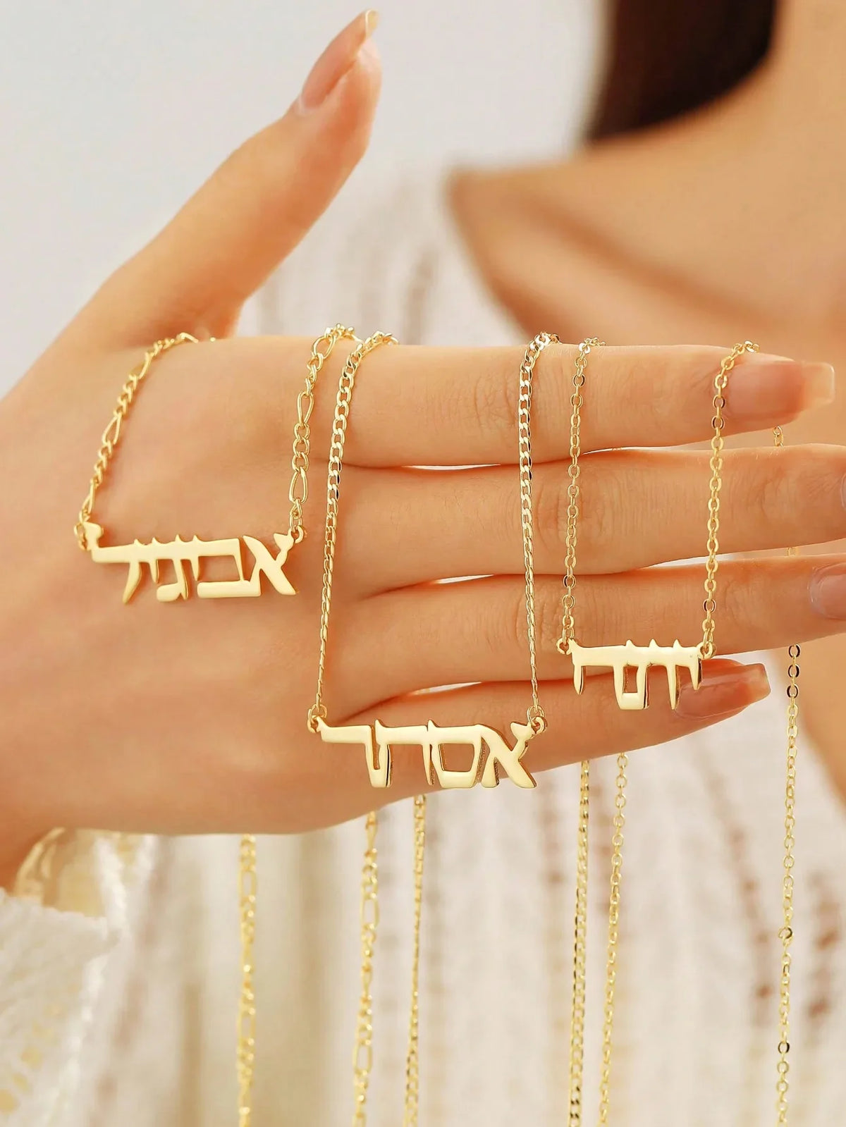 Custom Hebrew Name Necklaces For Women Men Gold Color Stainless Steel Personalized Hebrew Jewish Necklace  Israelite Jewish Gift