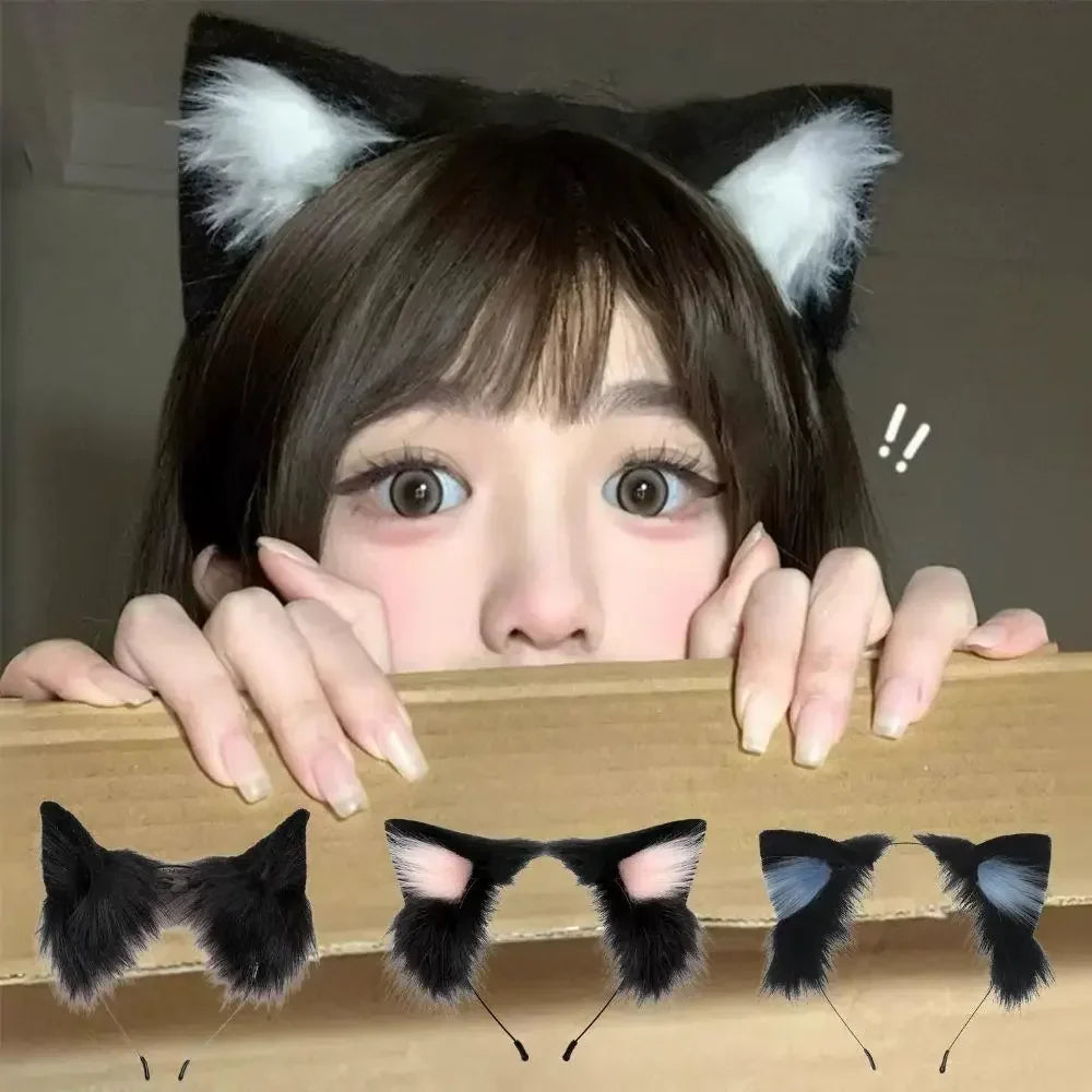 Plush Cat Ear Headband for Women & Girls – Cute Animal Ear Hairband for Cosplay, Halloween & Party
