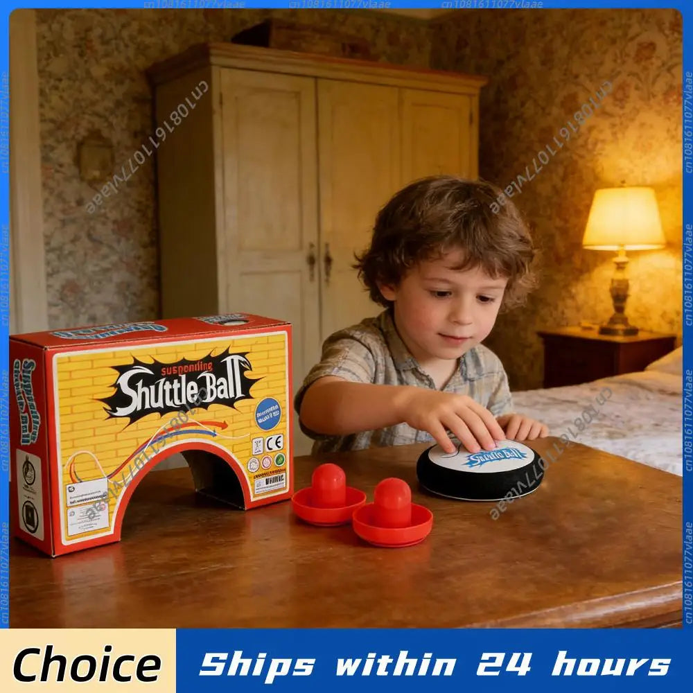 Air Hockey Hover Puck with 2 Pusher Paddles Electric Floating Hockey Tabletop Hockey Hover Puck for Sports Game Party Decor Gift