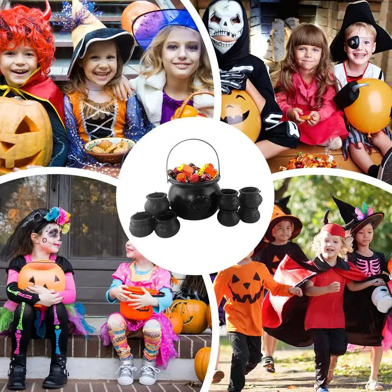 Halloween Cauldron Set, 1 Large and 8 Small Plastic Pots