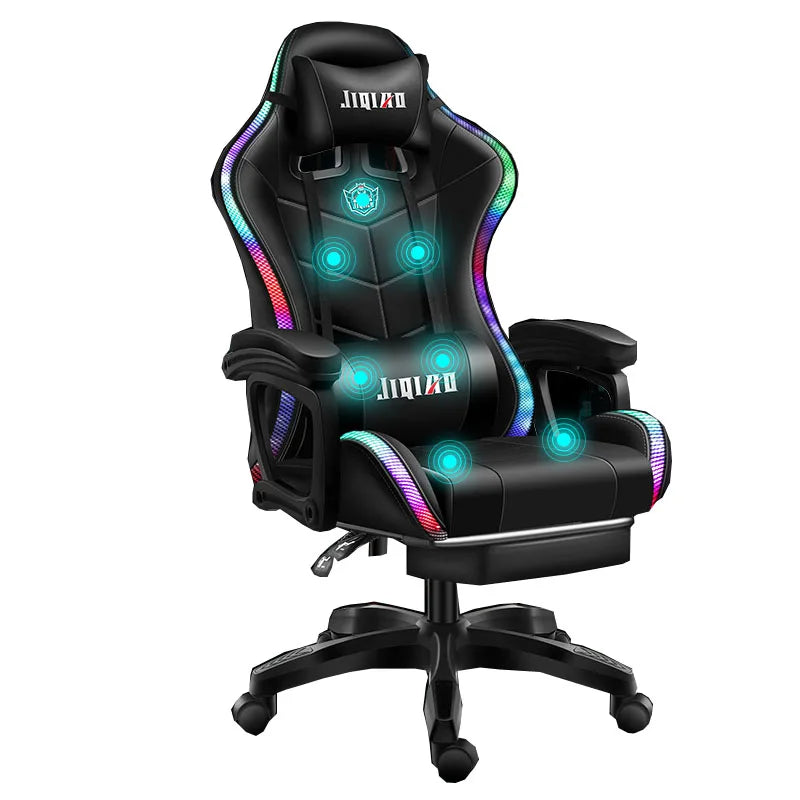 Wholesale Good Price Swivel White Pu Leather Racing Massage Gaming Chair Silla Gamer Rgb Gaming Chair with Lights and Speakers