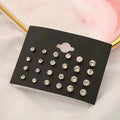 New 12 Pair Pack White Shiny Wedding Stud Earrings Set For Women Men Crystal Rhinestone Earrings Party Jewelry Accessories Gifts