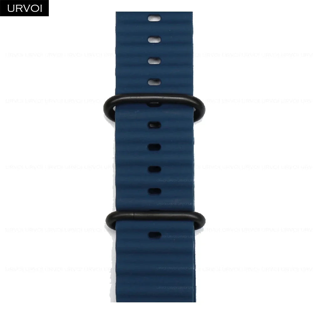 URVOI Ocean Band for Apple Watch Ultra 4 3 2 Strap Series 12 11 10 SE Sport Band for iWatch Silicone Wristband Black Buckle 49mm