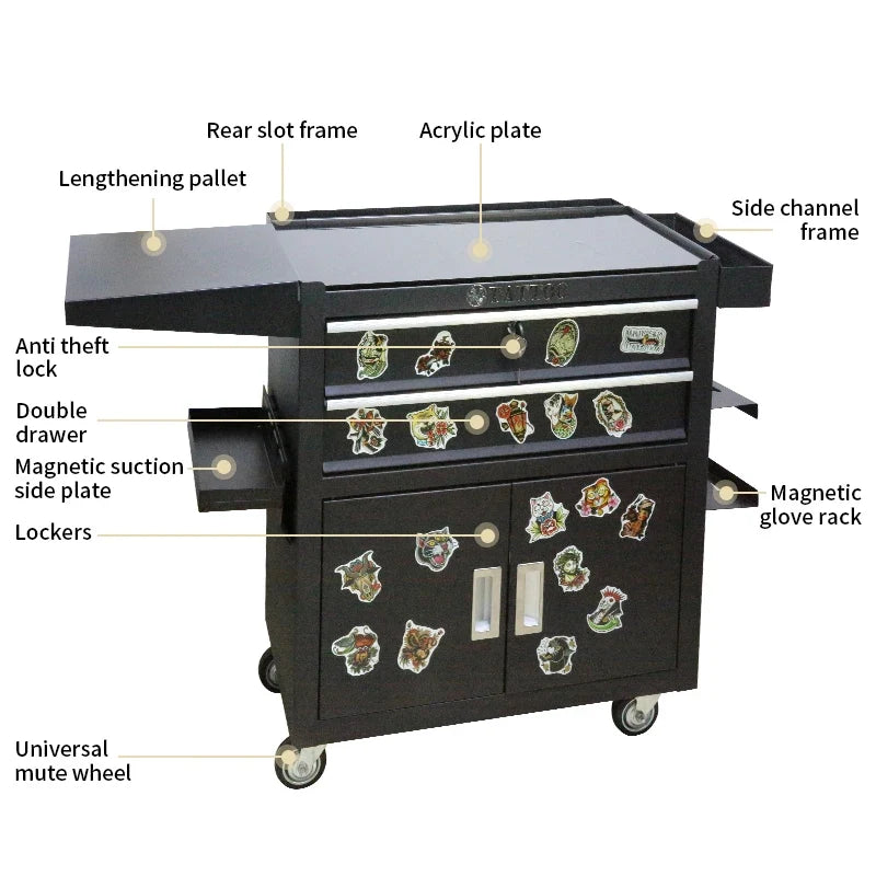 TAIDU Steel Tattoo Tool Cart with Drawers