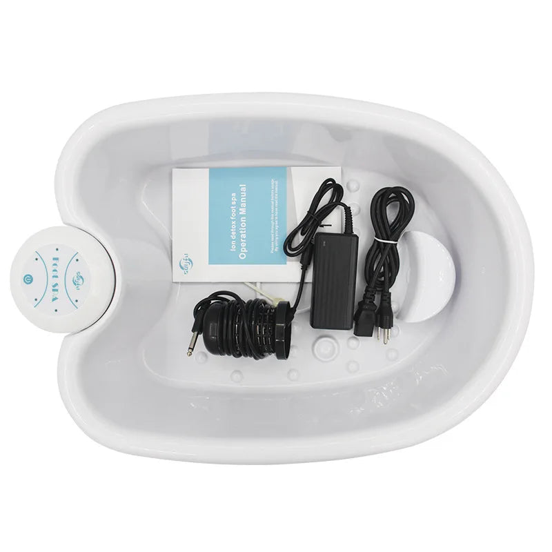 Ionic Detox Foot Bath Massage Machine with Basin Electric Foot Spa Bath Massager Deep Tissue Clean Vibrant Vibration Care Arrays