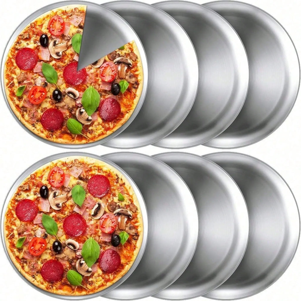 8pcs Korean Stainless Steel Barbecue Thick Gold Round Plate 17CM Barbecue Plate Steel Food Serving Trays Dinner Plates