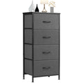 JHK 4-Drawer Fabric Nightstand - Metal Frame, Wooden Top, 25" Height, Gray / White / Chocolate / Black