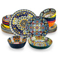 Vancasso 12/16/18/24 Piece Ceramic Dinnerware Set Stoneware Bohemian Style with Dinner/Dessert Plate/Cereal/Pasta Bowl For 6