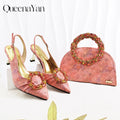 Multicolor Glitter Rhinestone Ring Handle Evening Clutch And Women High Heels Shoes Set Wedding Party Matching Bag