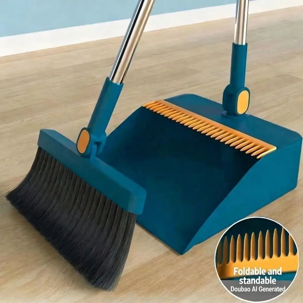 Collapsible Broom and Dustpan Set, Lightweight Cleaning Tool