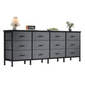 JHK 12-Drawer Fabric Storage Cabinet - Metal Frame, 12mm Particleboard Top, 110lb Capacity, Anti-Tip, Gray / Black / Chocolate / Ivory