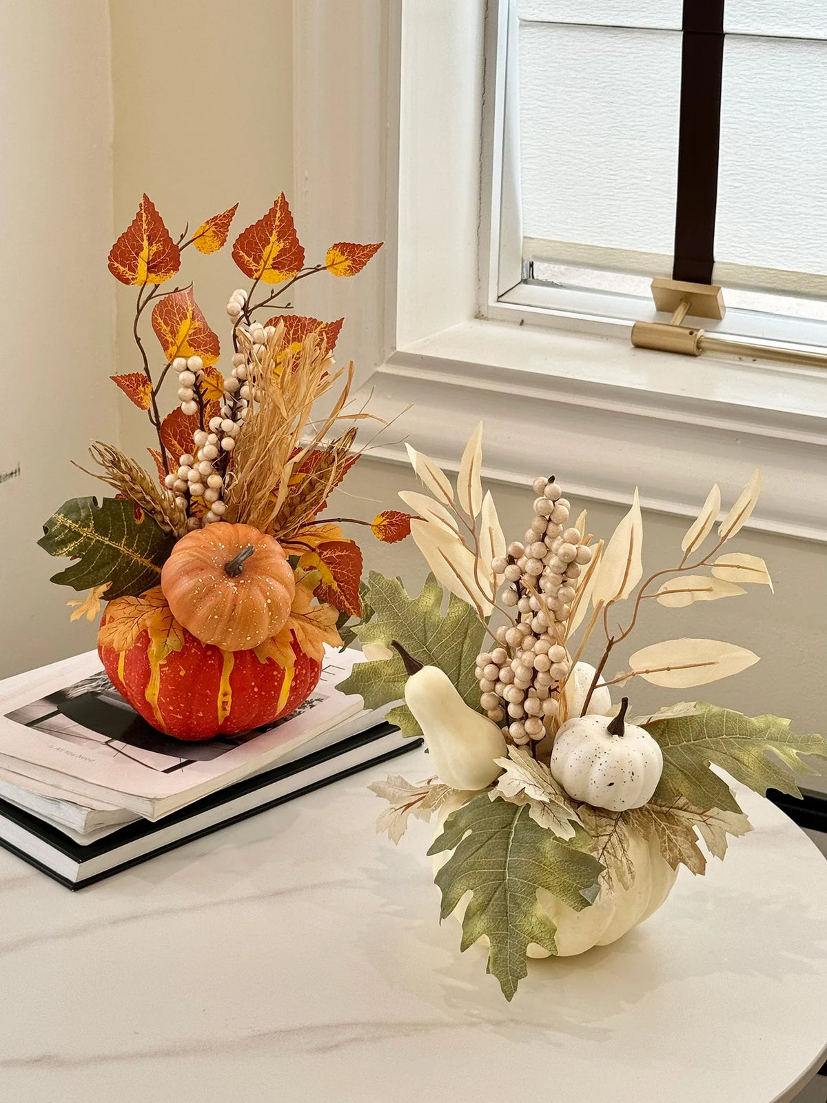 Artificial Pumpkin Autumn Decoration, 12.5 x 29cm, White or Orange