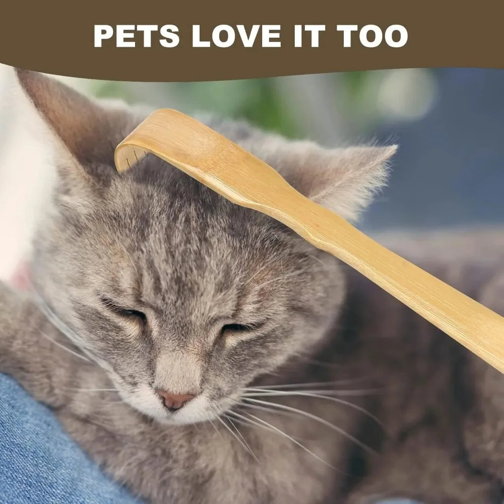 3‑Pack Bamboo Back Scratcher Set, 18.3 Inch Long Handle Natural Back Itch Reliever Relax Massage Tool Unique Gift for Men Women