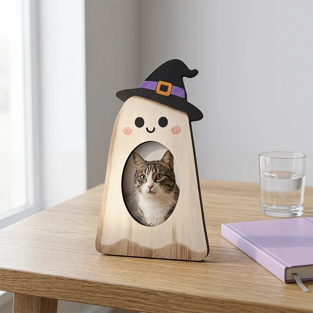 Halloween Ghost Wooden Picture Frame Tabletop Decor