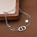 Fashionable Titanium Steel Double Layer Bracelet with Letter Star Design Simple Elegance Daily Wear Unique Style Hand Jewelry