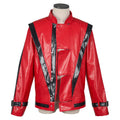 Michael Jackson cosplay red leather jacket cosplay costume Halloween stage performance outfit men's top