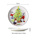 Christmas Ceramic Dinner Plate Set Household Underglaze Flat Round Dim Sum Decorative  Sushi