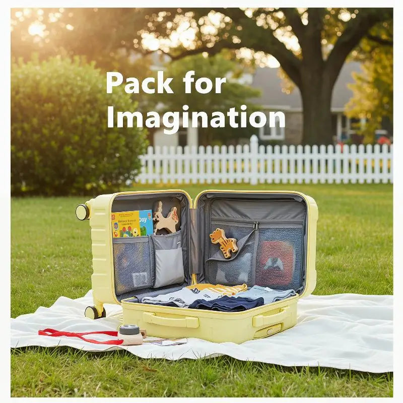 Rideable 20 Inch Rolling Suitcase Password Lock Portable Carry On Luggage For Children Travel Vacation