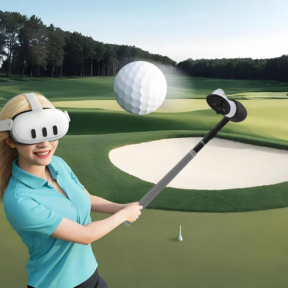 VR Golf Club Controller Extensions Non-Slip Realistic VR Golf Simulator Handle for Meta Quest 3S/Quest 3/Quest 2 Accessories