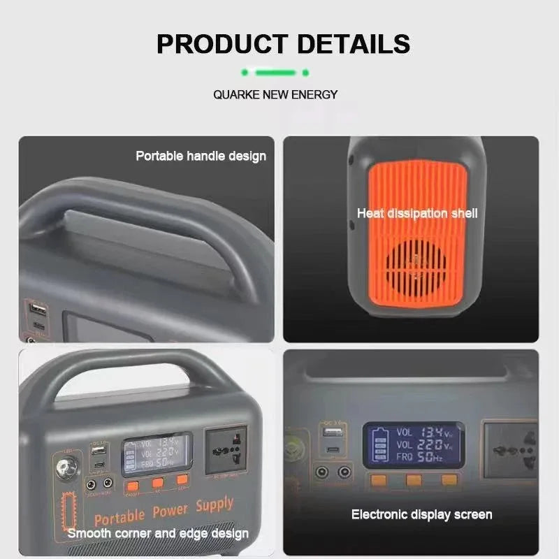 500W 220V Portable Power Station Outdoor Backup Power Supply /Solar Panel 461Wh 36Ah LiFePO4 Battery for Camping RV Emergency