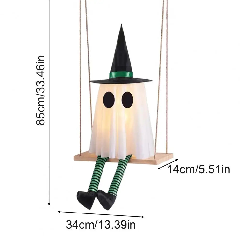 Halloween Hanging Swinging Ghost with Witch Hat, 85cm