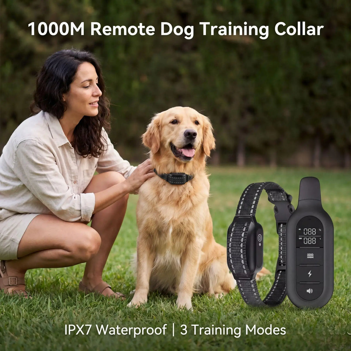 1000M Dog Training Collar Remote Control, Waterproof Rechargeable Dog Bark Collar with Shock Vibration Modes for All Dogs