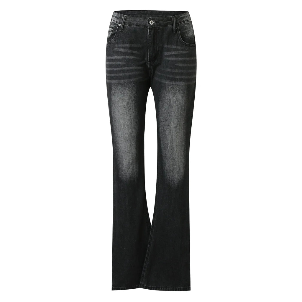 Jeans For Womens Stretch Mid Waisted Denim Pants Button Straight Leg Jeans Skinny Fit Denim Trousers Casual Ladies Streetwear