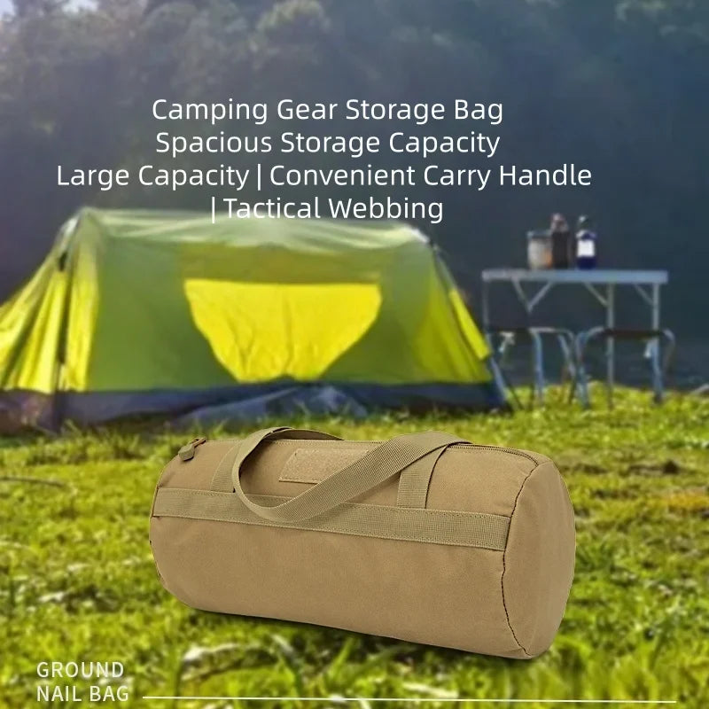 Camping Tools Storage Bag Large Capacity Cylinder Tent Stake Bag Lightweight Tent Peg Ground Nail Holder Bag for Outdoor Camping