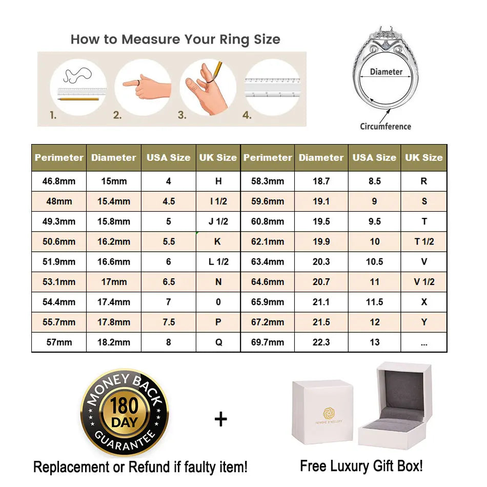 Newshe Double Halo Radiant Cut 925 Sterling Silver Bridal Ring Set - Rhodium Plated, AAAAA CZ, 2.0ct, Nickel-Free, Sizes 5-10