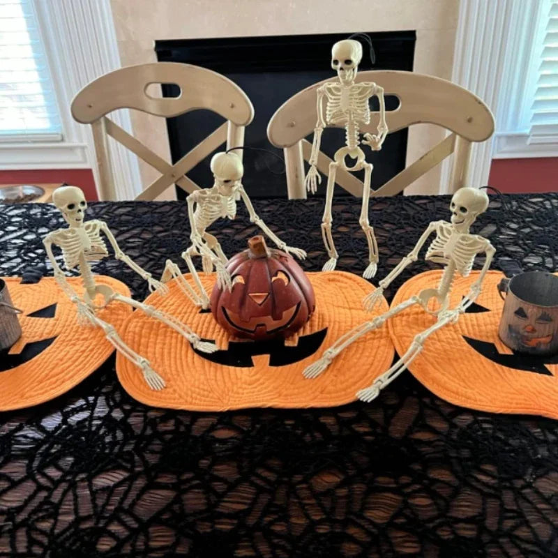 40cm Halloween Movable Skeleton Fake Human Skull Bones Halloween Party Home Bar Decorations Haunted House Horror Props Ornament