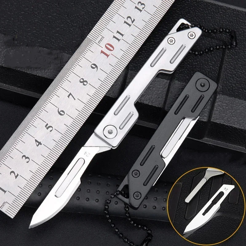 Machinery Stainless Steel Folding Scalpel Medical Folding Knife EDC Outdoor Unpacking Pocket Knife with 10pcs Replaceable Blades