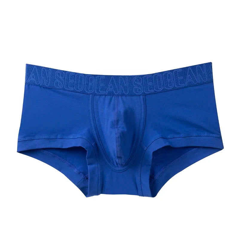 SEOBEAN Men's Breathable Cotton Boxer Shorts U-Convex Pouch Low-Waist Soft Stretch Underwear for Daily Casual & Intimate Wear