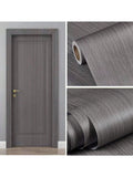 Self-Adhesive Wood-Grain Stickers Grey Waterproof Peel Stick Door Contact Paper for Backdrop Furniture Cabinets Decor Wallpaper