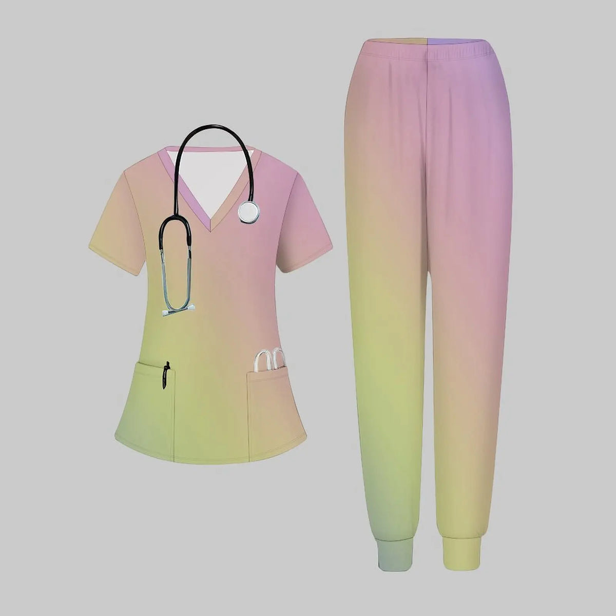 Plus Size Fashion Print Two Piece Set for Women Exercise V-Neck T-shirt Casual Commuting Jogging Pants