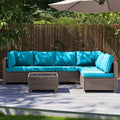 XIAOLANG 7-Piece PE Wicker Modular Patio Sectional - Steel Frame, Tempered Glass Table, Sponge & PP Cotton Cushions, Adjustable Feet, 7 Colour Options