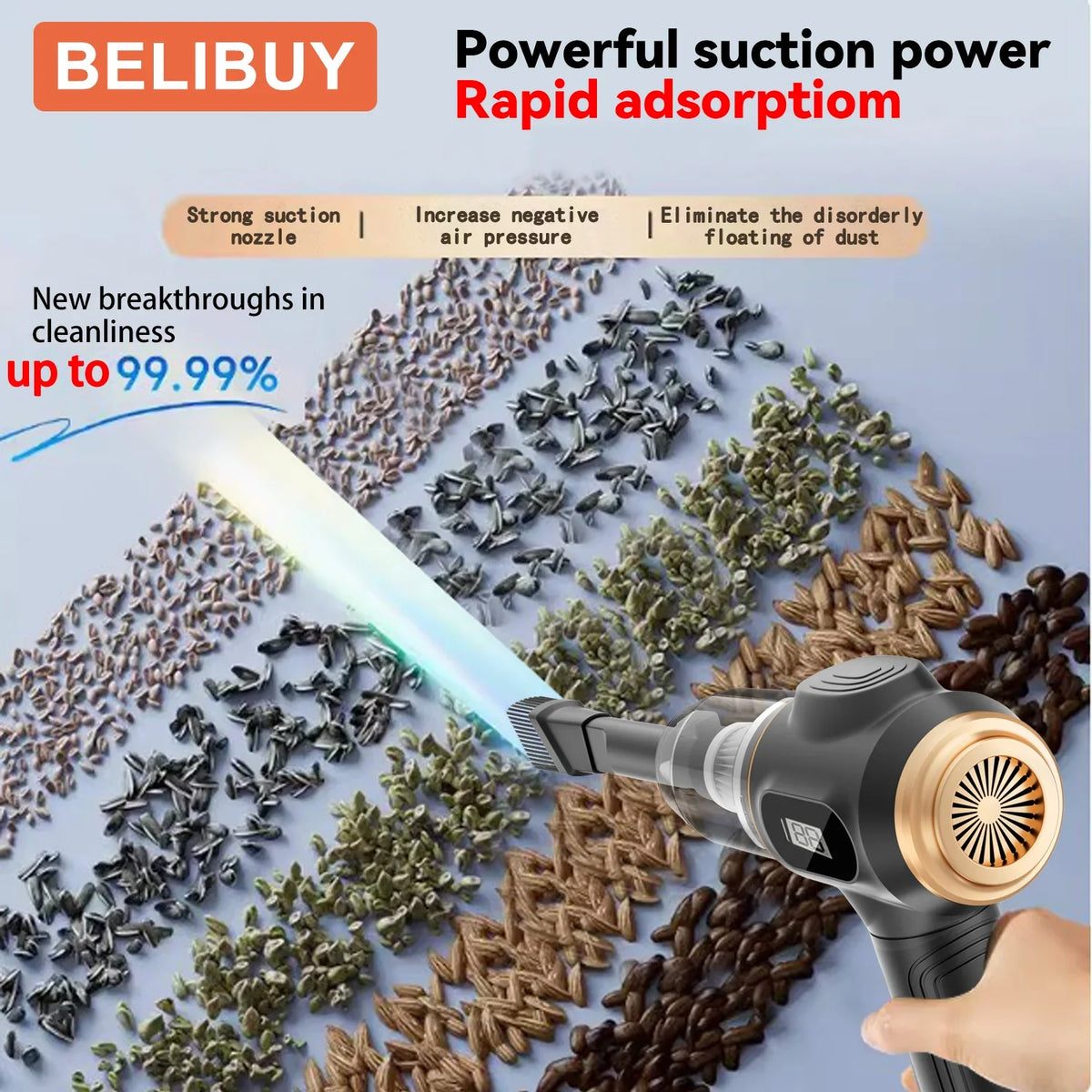 BELIBUY USB-Rechargeable Handheld Vacuum with HEPA Filter