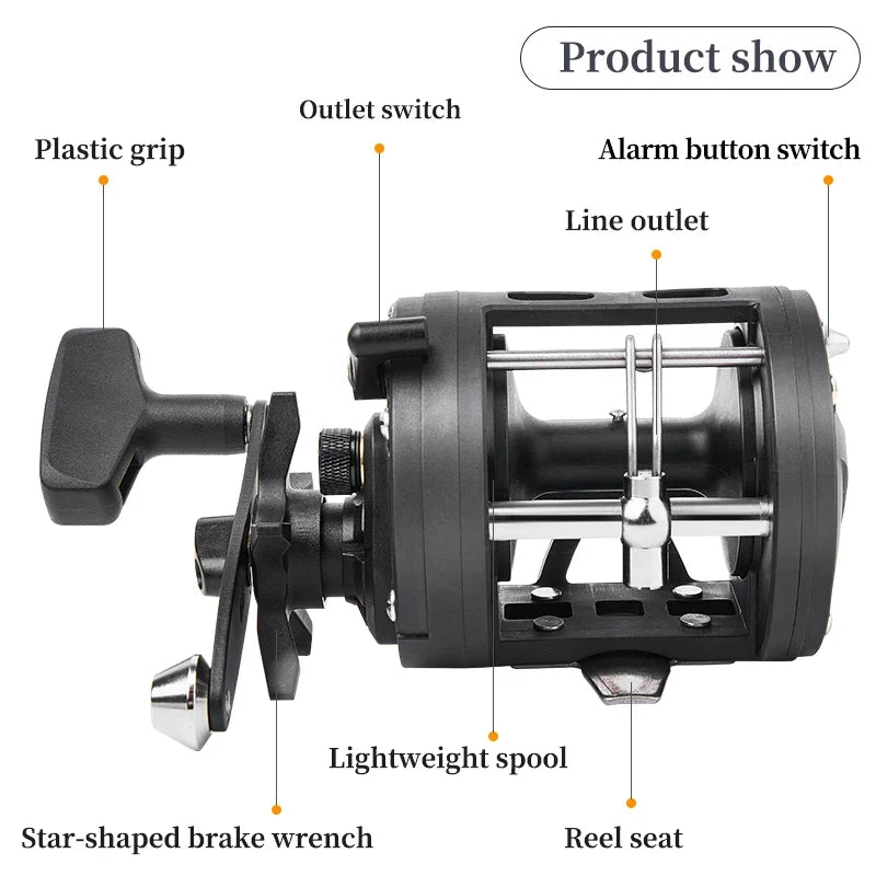 BILLINGS Trolling Drum Fishing Reels 33LB Max Drag 3.8:1 Gear Ratio High Toughness Body Freshwater & Saltwater Universal Bait Caster Fishing Reel