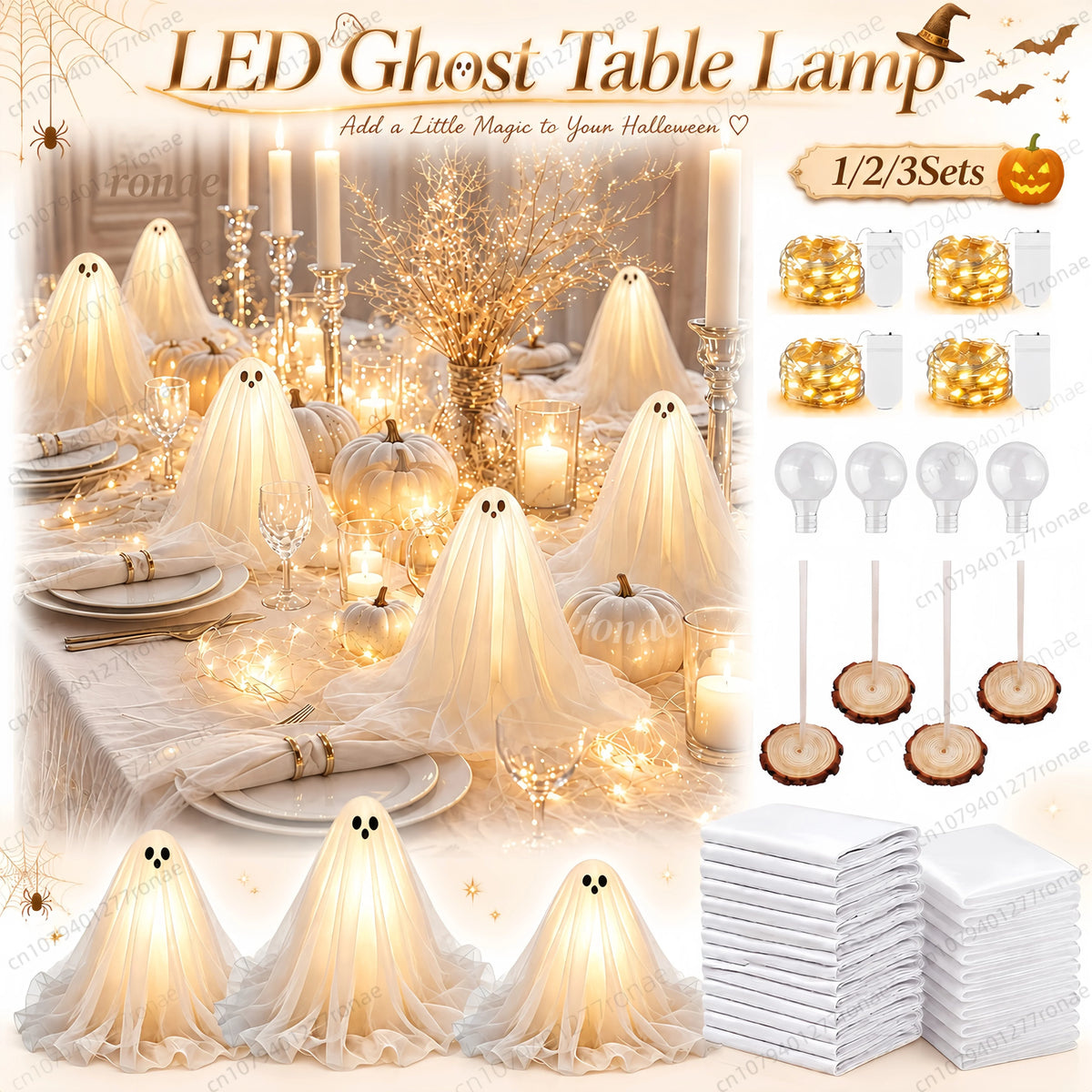 DIY Lighted Ghost Tabletop Halloween Decoration Kit