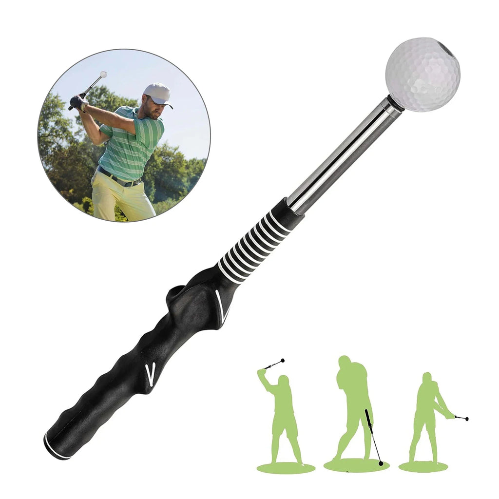 Retractable Golf Swing Training Aid Portable Grip  with Click Feedback for Golf Practice & Training