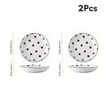 4Pcs Black Polka Dot Ceramic Plates Set,  Microwave Dishwasher Safe for Salad, Pasta, Dessert, Home Kitchen Tableware